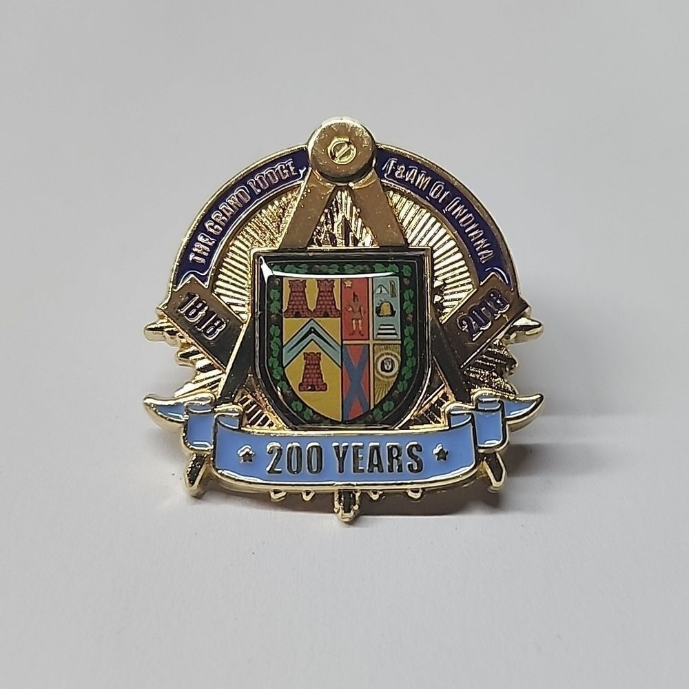 The Grand Lodge F&AM of Indiana 200 Years Award Pin Masonic Mason 1818 2018